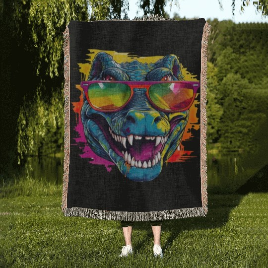 Street Art Crocodile Urban Rap Street Woven Blankets