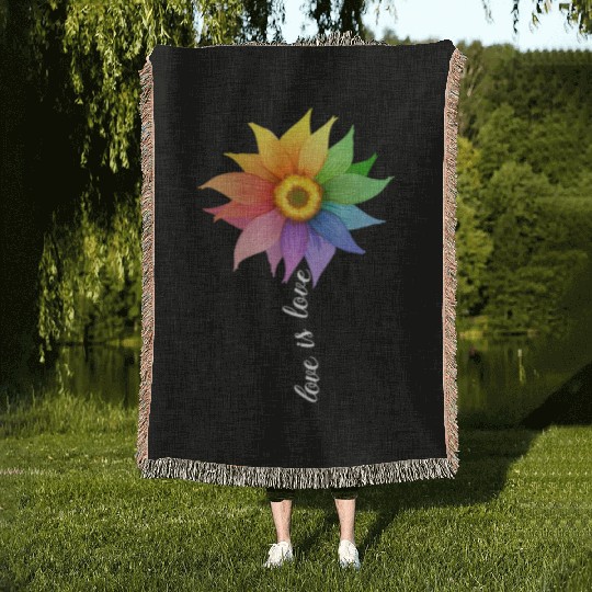 Love is love Sunflower Woven Blankets