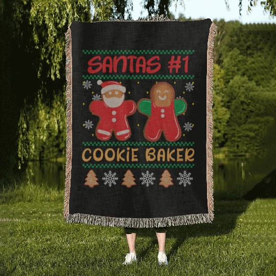 Santa's Number 1 Cookie Baker Christmas Baking Woven Blankets