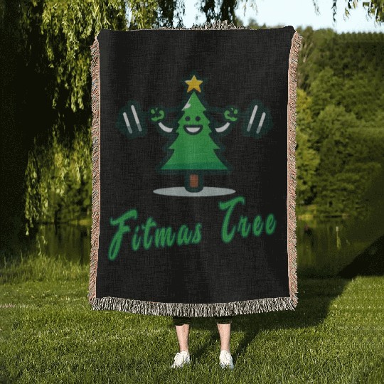 Fitmas Tree funny gym words Woven Blankets