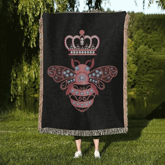 Queen Bee Crown Women Hive Beekeeping Bee Women Woven Blankets
