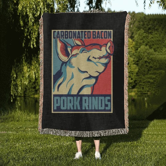 Carbonated Bacon Funny Pork Rinds Graphic Woven Blankets