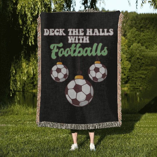 Football Player Coach Christmas Balls Deck The Woven Blankets