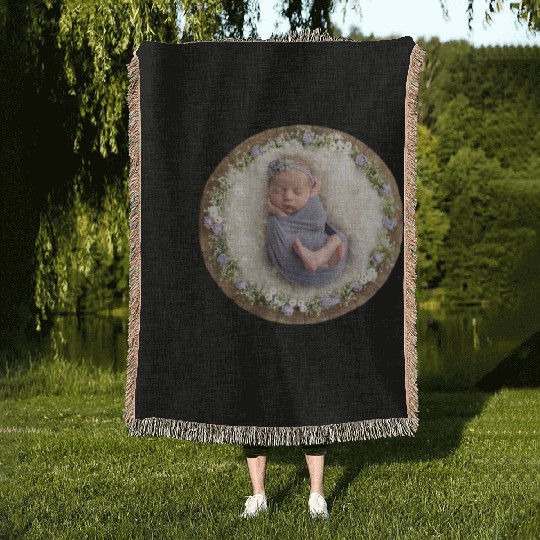 Lavender newborn girl pictures Woven Blankets