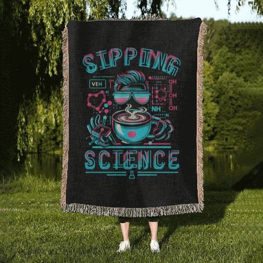 Sipping Science Chemistry Coffee Woven Blankets