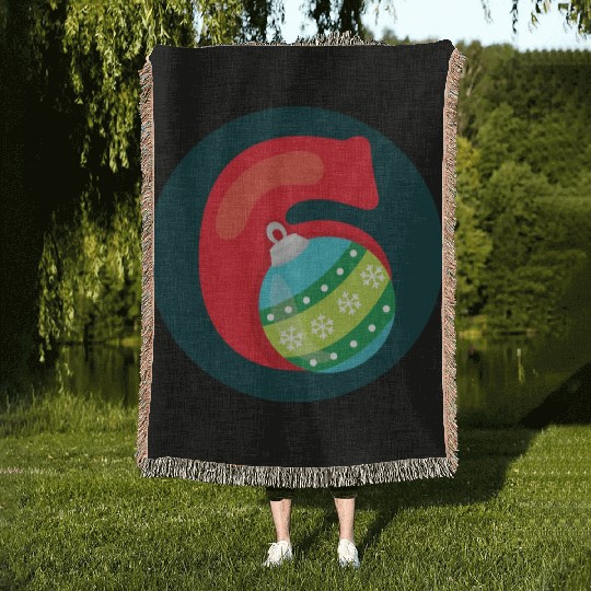 Number 6 Christmas Balls Age Six Woven Blankets
