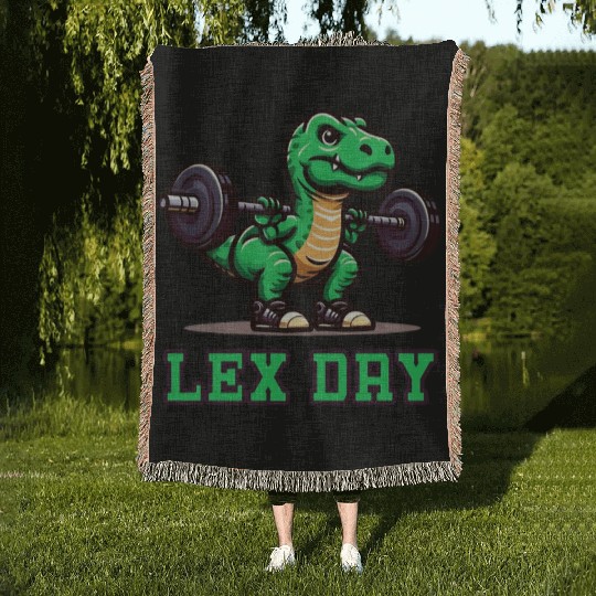 Legs day funny gym dino Woven Blankets