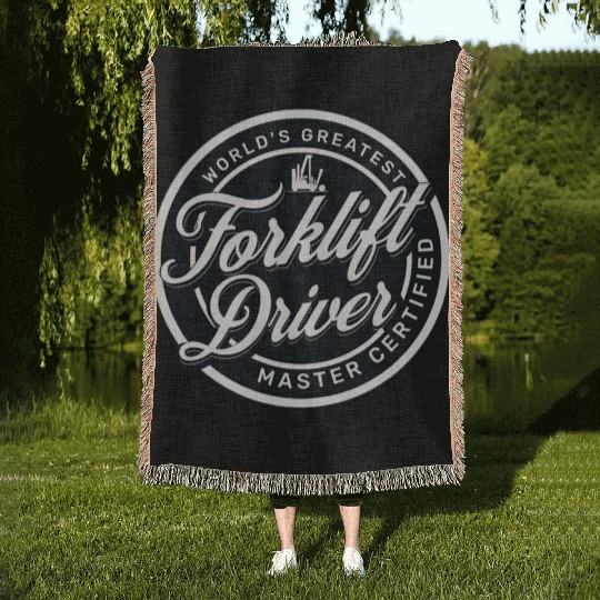 forklift driver hat world's greatest Woven Blankets