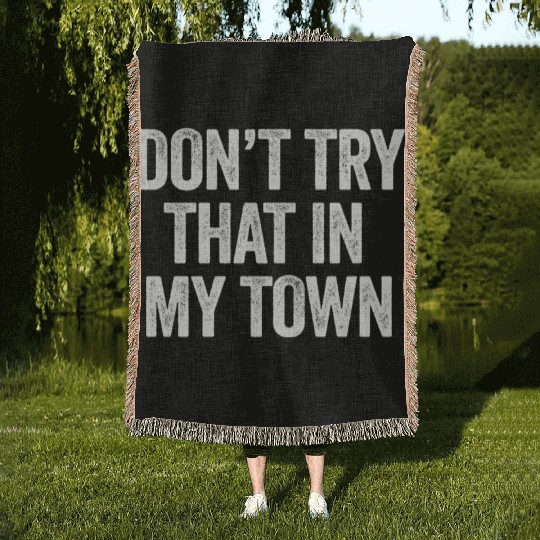 Try That In A Small Town American Flag Eagle Woven Blankets