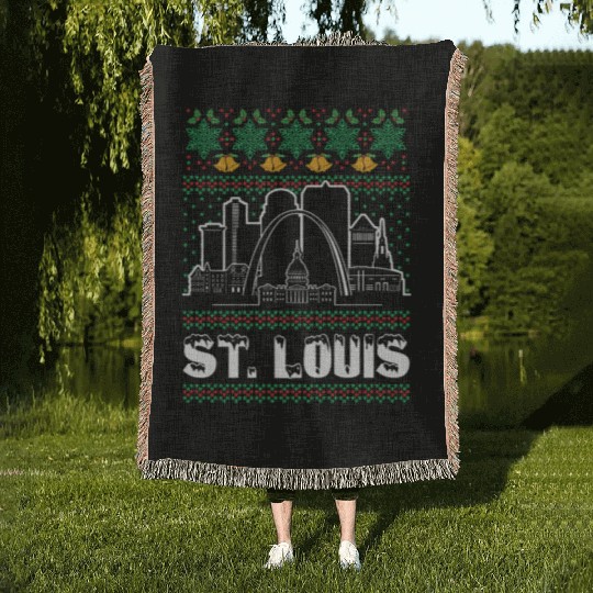 St. Louis Missouri Ugly Christmas Woven Blankets