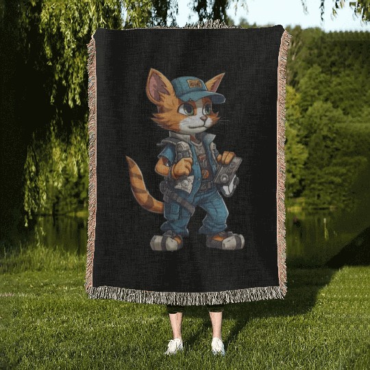 Electrician Cat Electrical Engineer Worker Woven Blankets