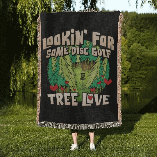 Looking For Some Disc Golf Tree Love For Men Women Woven Blankets