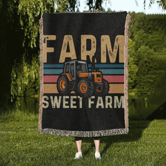 Harvester Farm Sweet Farm Farmer Combine Harvester Woven Blankets