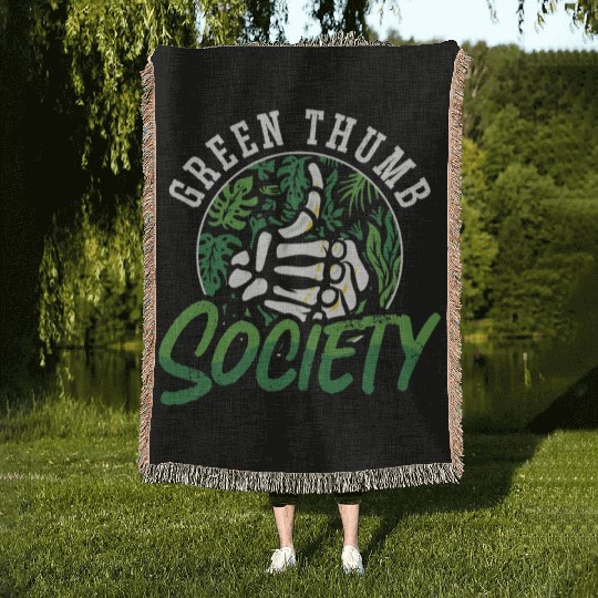 Houseplants Green Thumb Society Gardener Botanical Woven Blankets