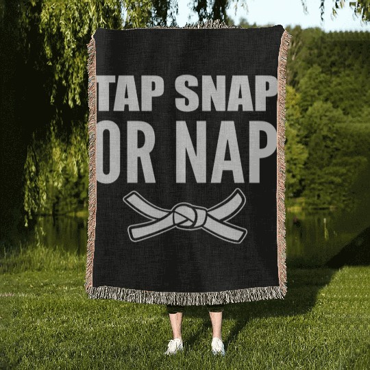 Tap Snap Or Nap Jiu Jitsu Trainer Woven Blankets