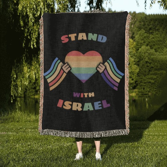LGBTQ community STANDS WITH ISRAEL Woven Blankets
