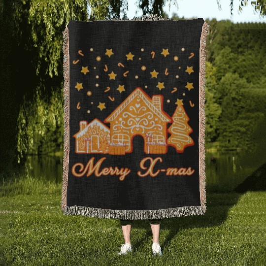 Christmas Cookie Merry X-mas. Woven Blankets