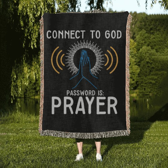 Connect to God I Love Jesus Believer Worship Woven Blankets