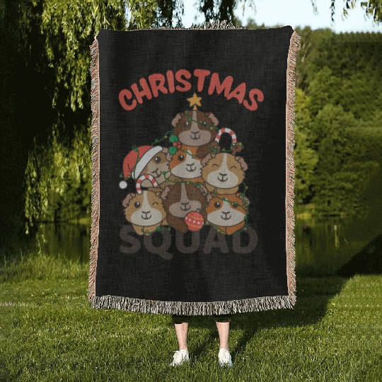 Guinea Pig Christmas Tree Christmas Squad Woven Blankets
