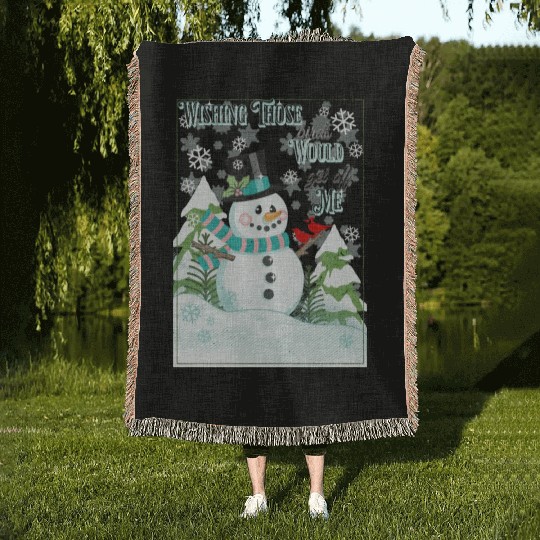 Funny Cranky Snowman Woven Blankets