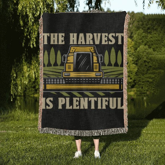 The Harvest Is Plentiful Farming Combine Harvester Woven Blankets