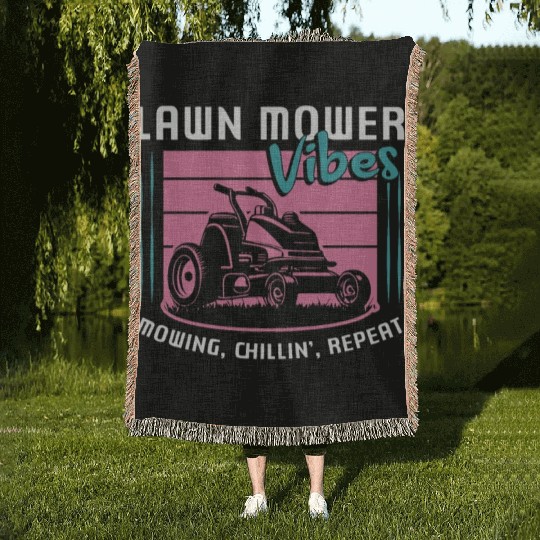 Mower Lawn Mower Vibes Mowing Chillin' Lawn Mowing Woven Blankets