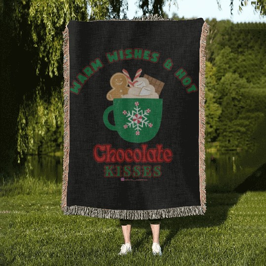 Warm Wishes & Hot Chocolate Kisses Greetings Woven Blankets