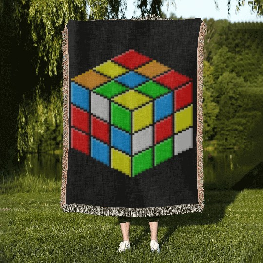 rubiks cube Woven Blankets