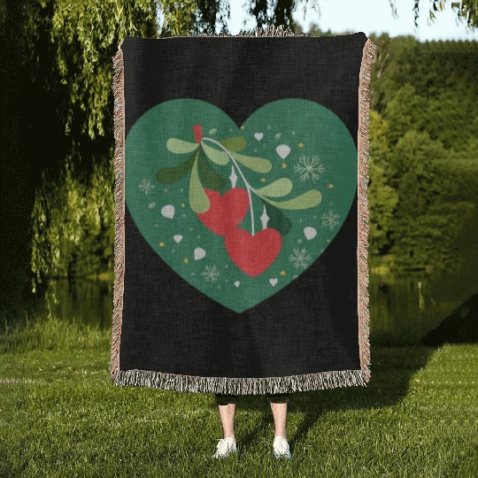 Mistletoe Hearts Woven Blankets