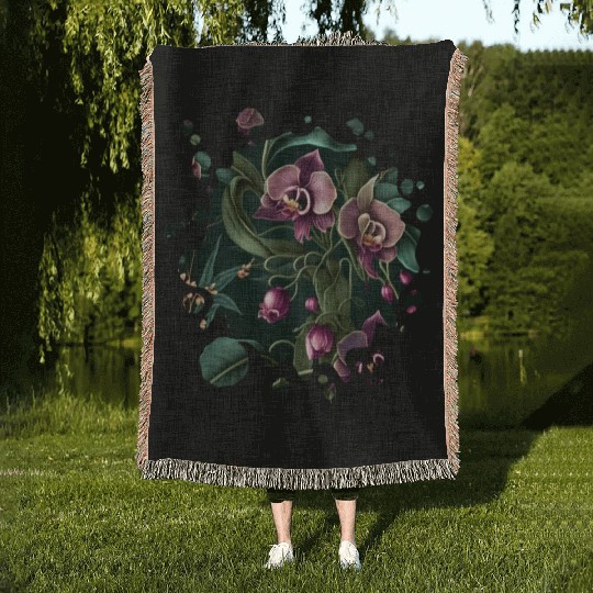 Orchid Inspired Flower Plant Lover Funny Gardening Woven Blankets