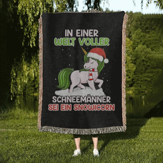In a World full of Snowmen Be a Unicorn Lover Woven Blankets