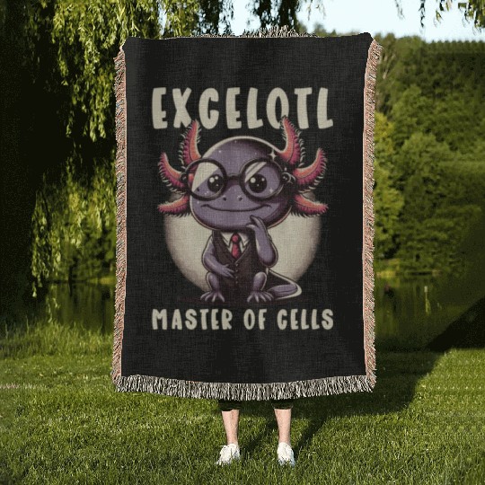 Excelotl Geeky Spreadsheet Axolotl Woven Blankets