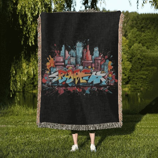 Abstract Urban Street Graffiti Art Apparel Woven Blankets