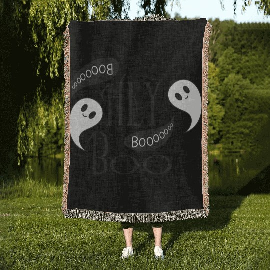 Hey Boo Ghost Woven Blankets