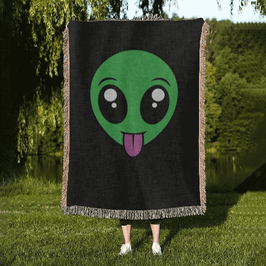 Stay Weird Alien Woven Blankets