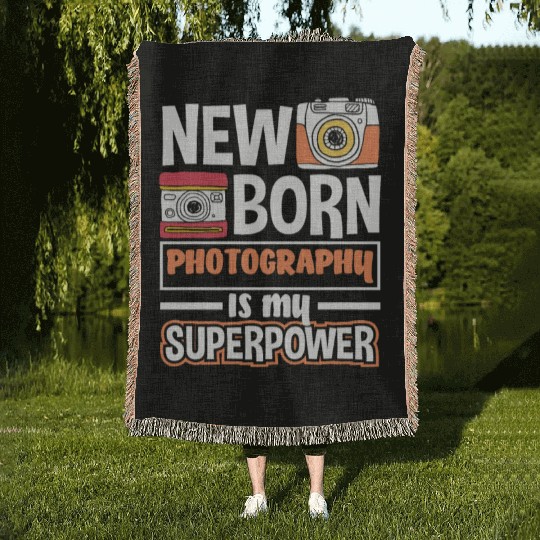 Newborn Photography Is My Supoerpower Woven Blankets