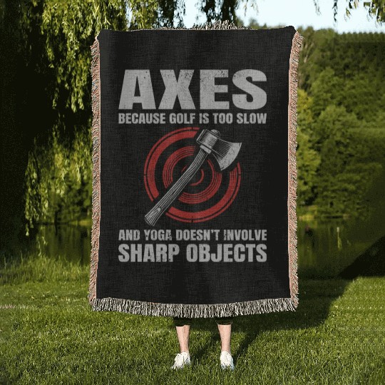 Axe Throwing Lumberjack Yoga Golf Axe Thrower Woven Blankets