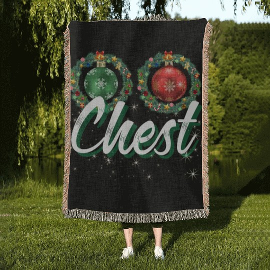 Chest Nuts Christmas Couple Funny Matching Woven Blankets