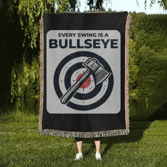 Axe Throwing Axe Thrower Lumberjack Funny Bullseye Woven Blankets