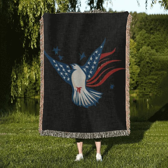 Patriotic Bird Woven Blankets