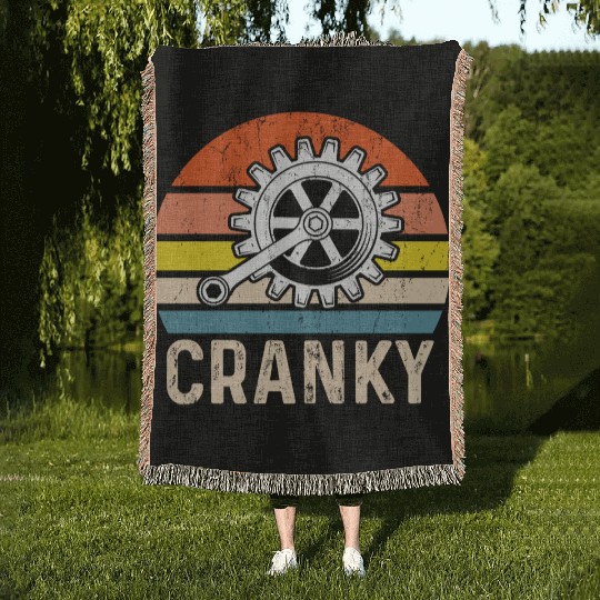 Cranky Vintage Sun funny Bicycle Lovers Woven Blankets
