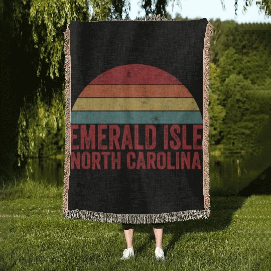 Vintage Emerald Isle North Carolina Woven Blankets