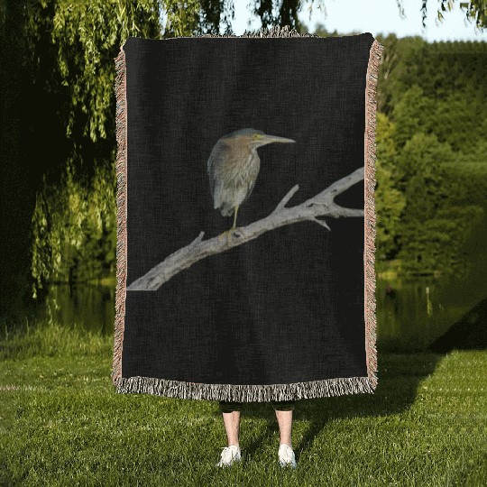 Green Heron Woven Blankets
