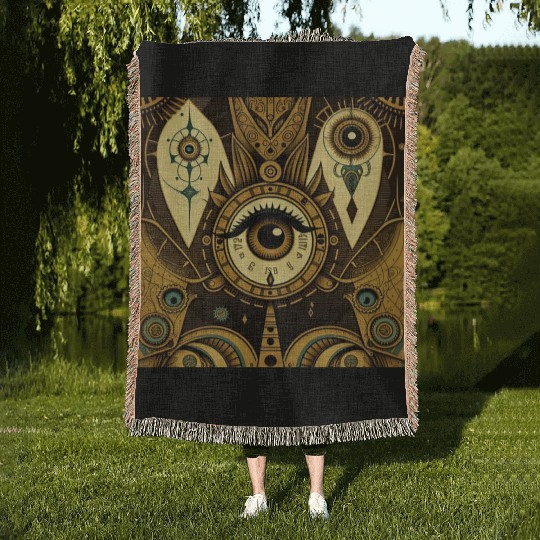 Abstract New Age 1920s Steampunk Design Woven Blankets