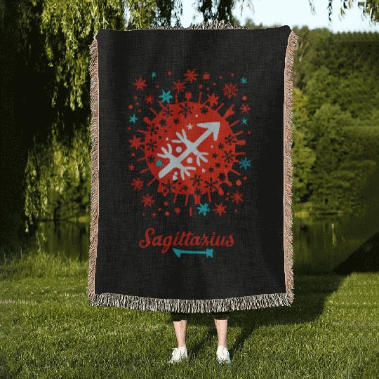 Sagittarius in the Winter Wonderland Woven Blankets