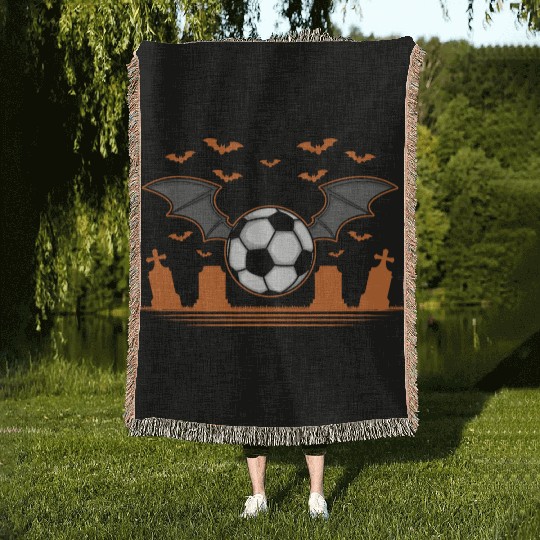 halloween soccer bat Design Woven Blankets