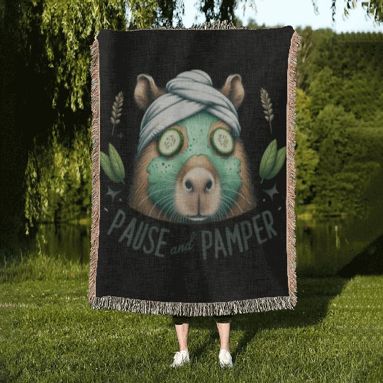Pause and Pamper Capybara Spa Day Woven Blankets