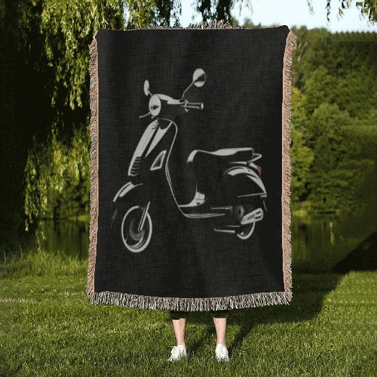 Scooter Motorcycle Moped Rider Woven Blankets