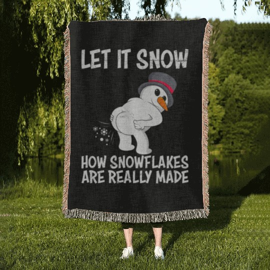 Snowman Let it Snow Winter Time Snowmen Woven Blankets