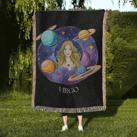 Virgo zodiac sign Woven Blankets